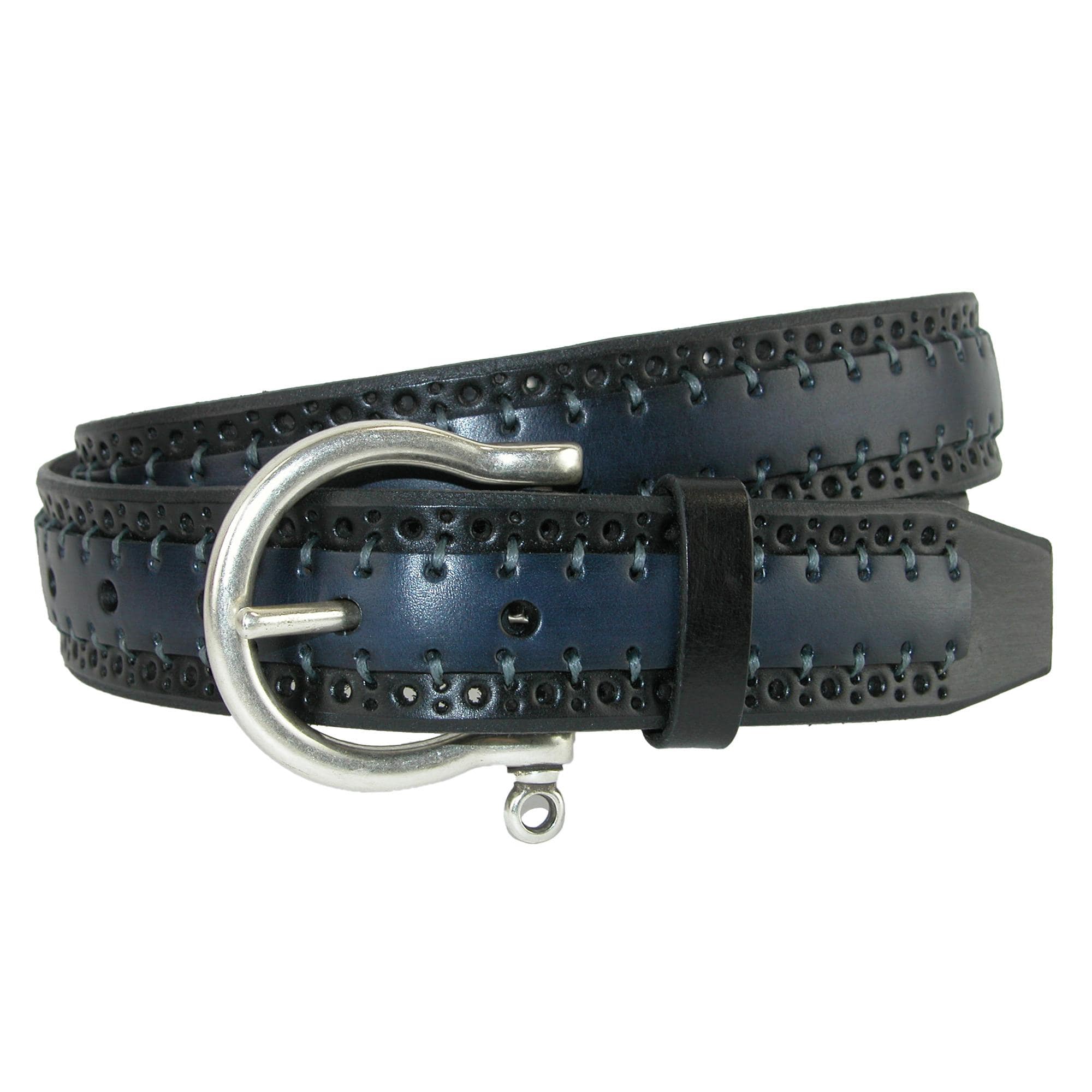 CrookhornDavis Men's Palazzo Perforated Two Tone Belt - Men's Palazzo Perforated Two Tone Belt