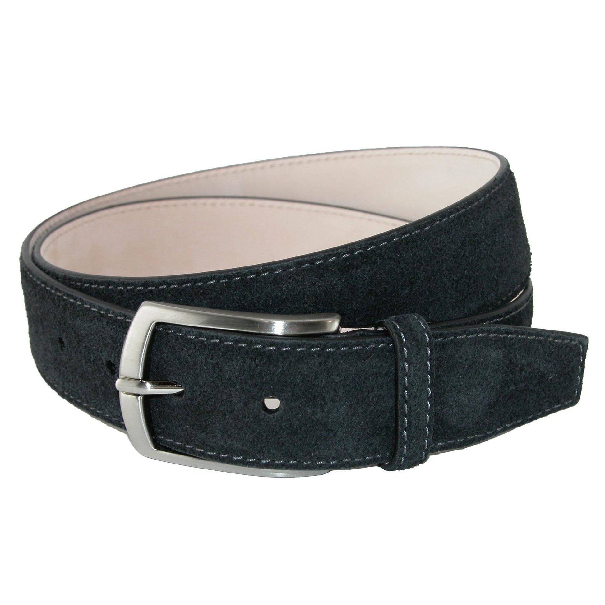 CrookhornDavis Men's Monza Suede Belt with Contrast Stitch - Black