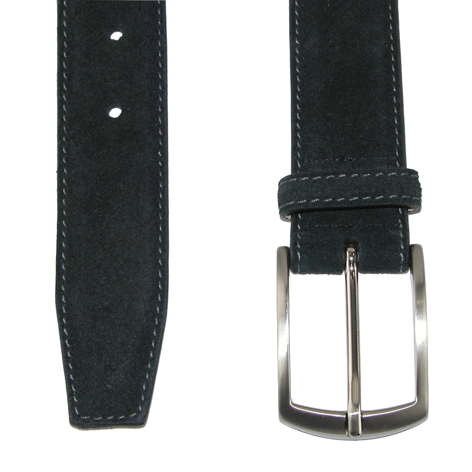 CrookhornDavis Men's Monza Suede Belt with Contrast Stitch - Black