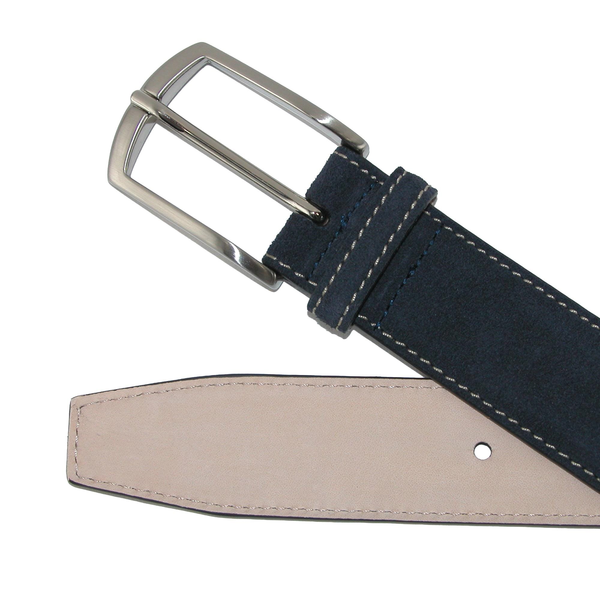 CrookhornDavis Men's Monza Suede Belt with Contrast Stitch - Black
