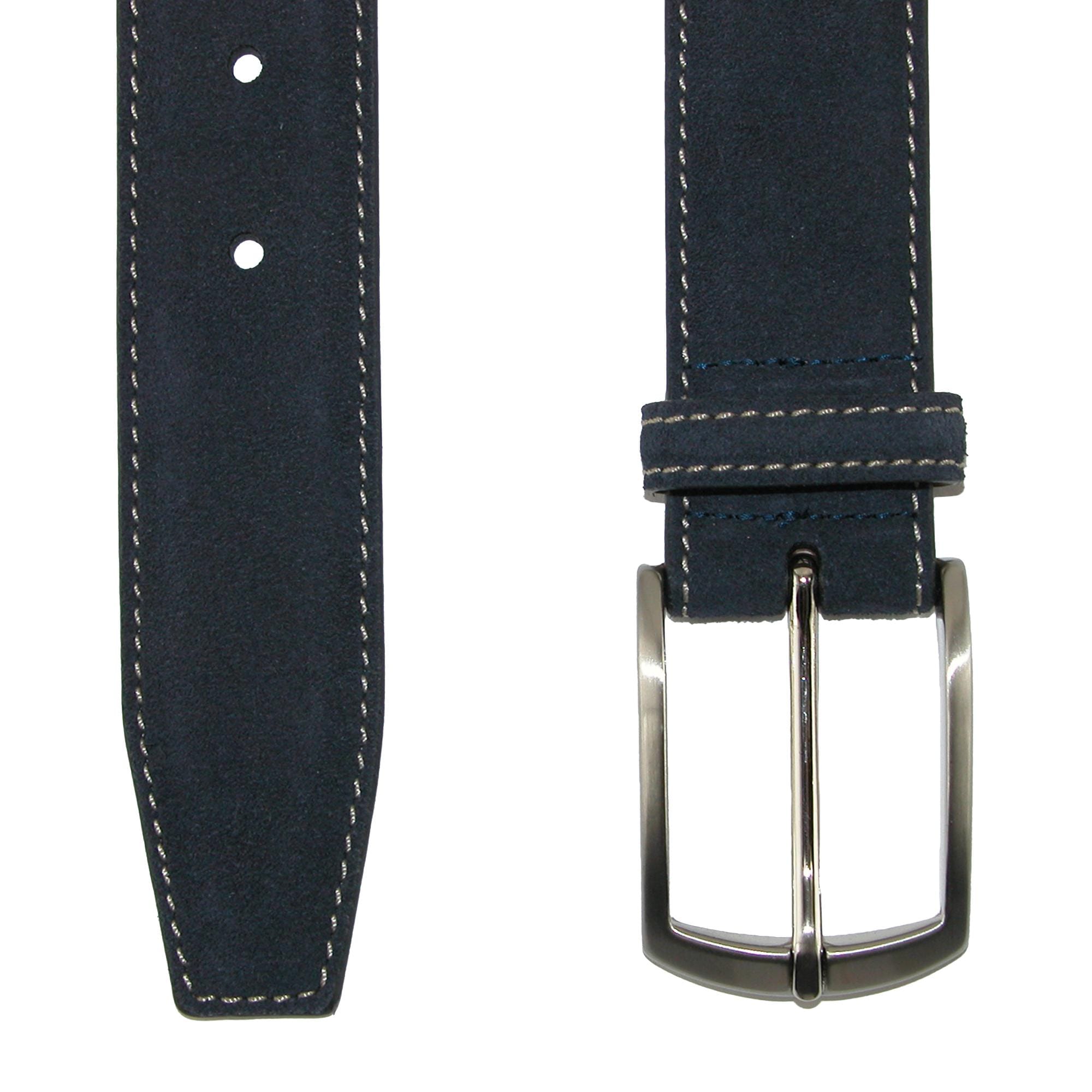 CrookhornDavis Men's Monza Suede Belt with Contrast Stitch - Marine Navy