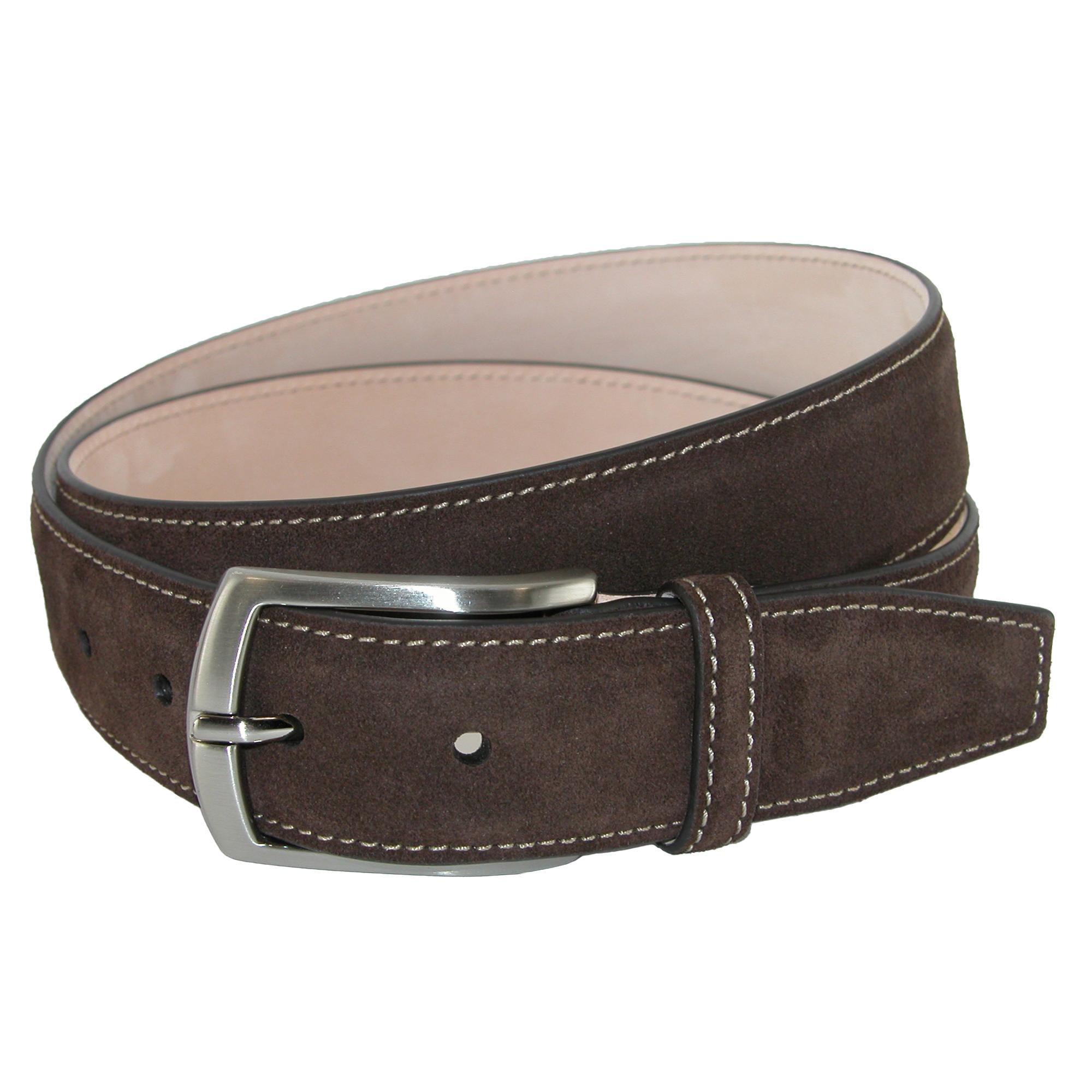 CrookhornDavis Men's Monza Suede Belt with Contrast Stitch - Men's Monza Suede Belt with Contrast Stitch
