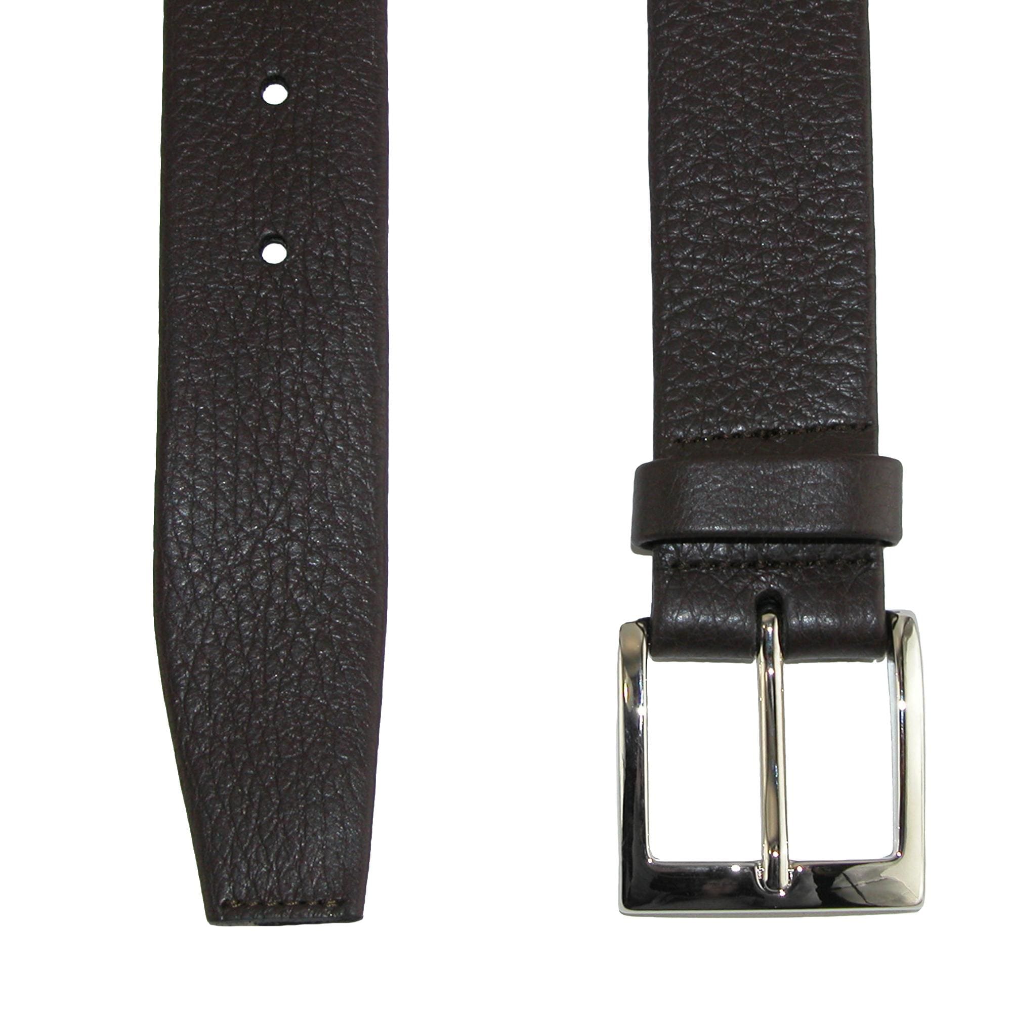 CrookhornDavis Men's Parma Buttercalf Grain Tubular Leather Dress Belt - Dark Brown