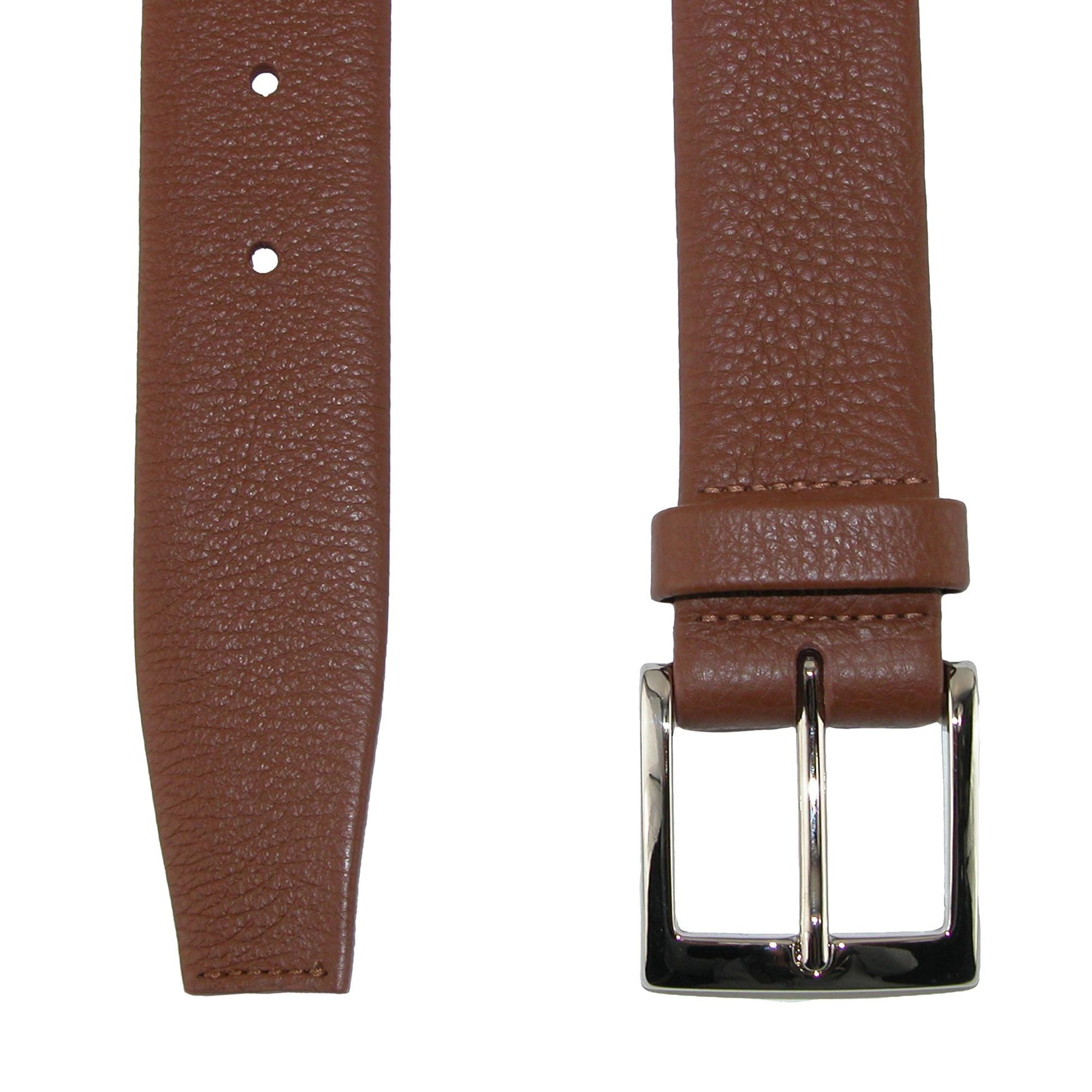 CrookhornDavis Men's Parma Buttercalf Grain Tubular Leather Dress Belt - Tan
