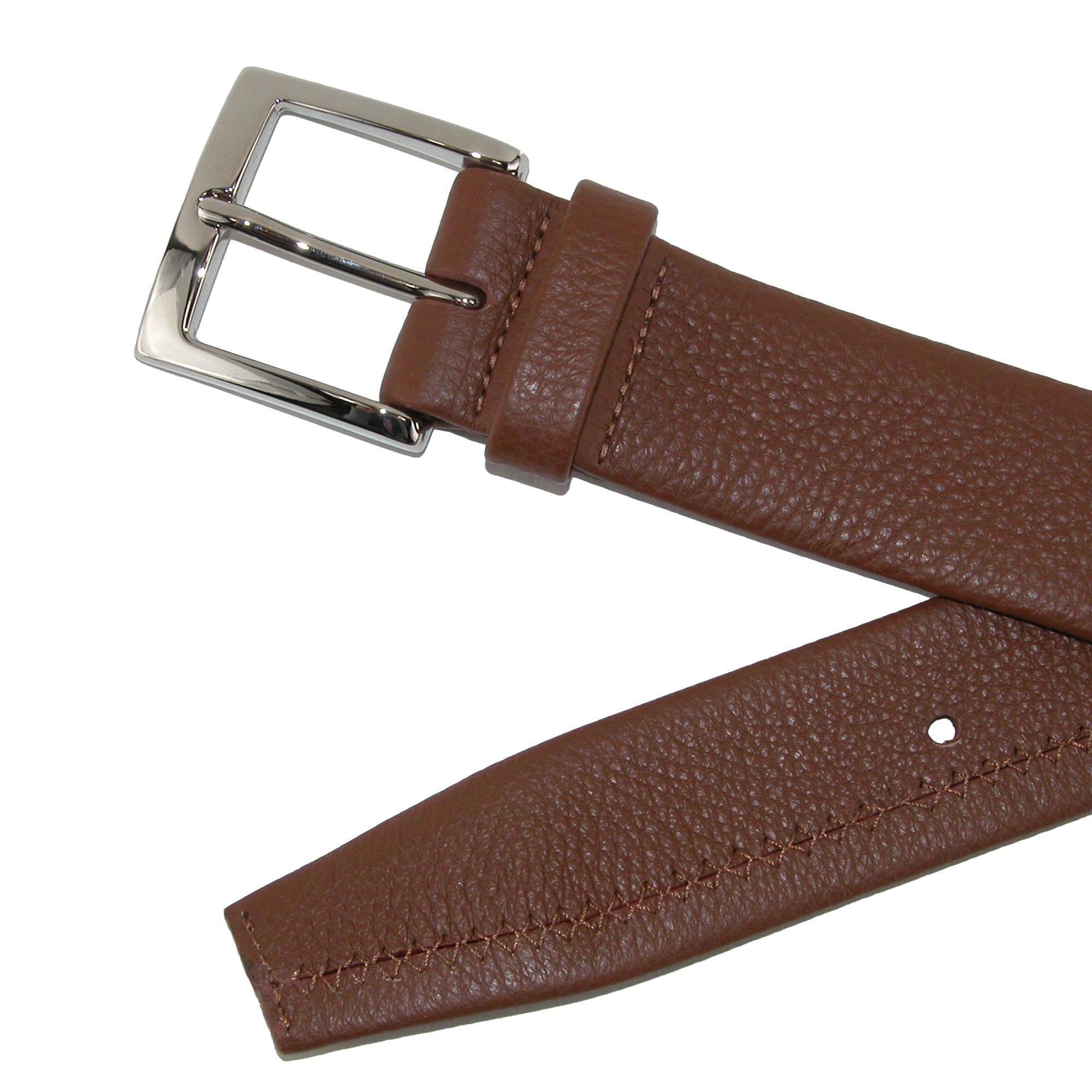 CrookhornDavis Men's Parma Buttercalf Grain Tubular Leather Dress Belt - Tan