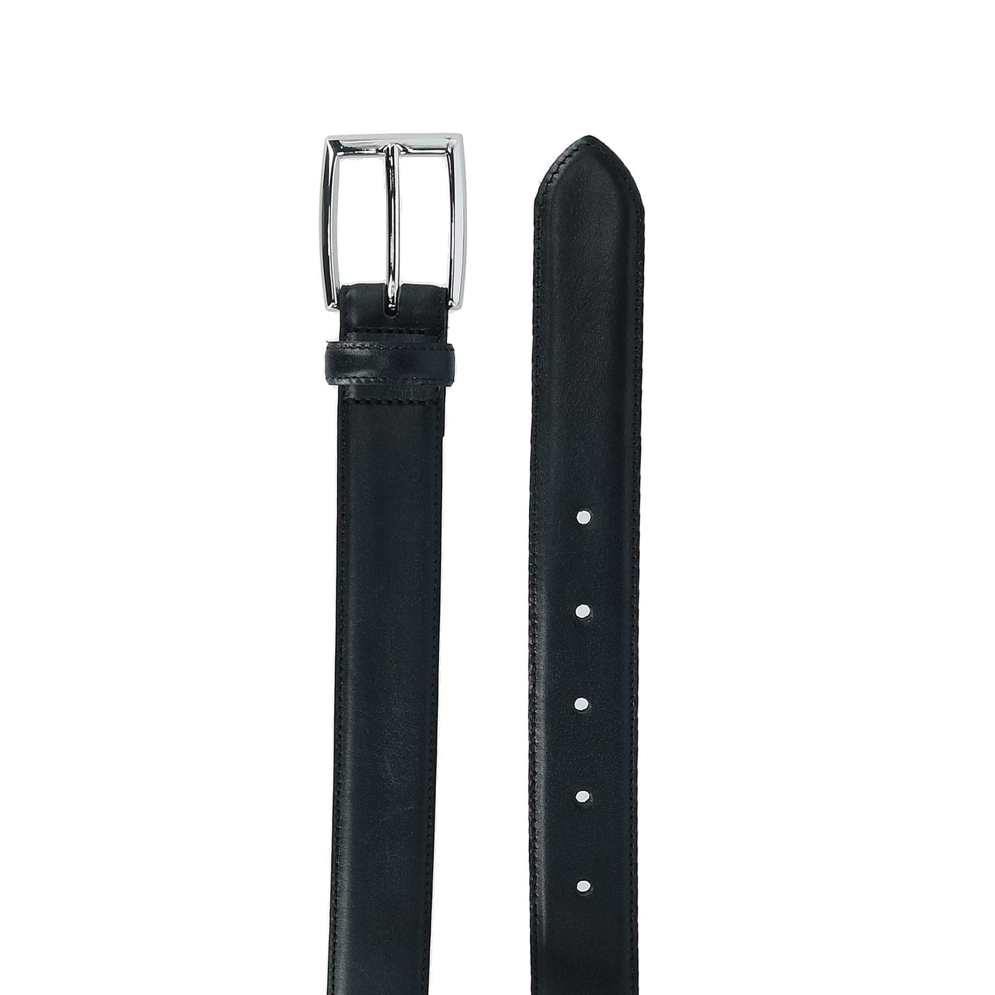 CrookhornDavis Men's The Edward Slim Calfskin Leather Belt - Black