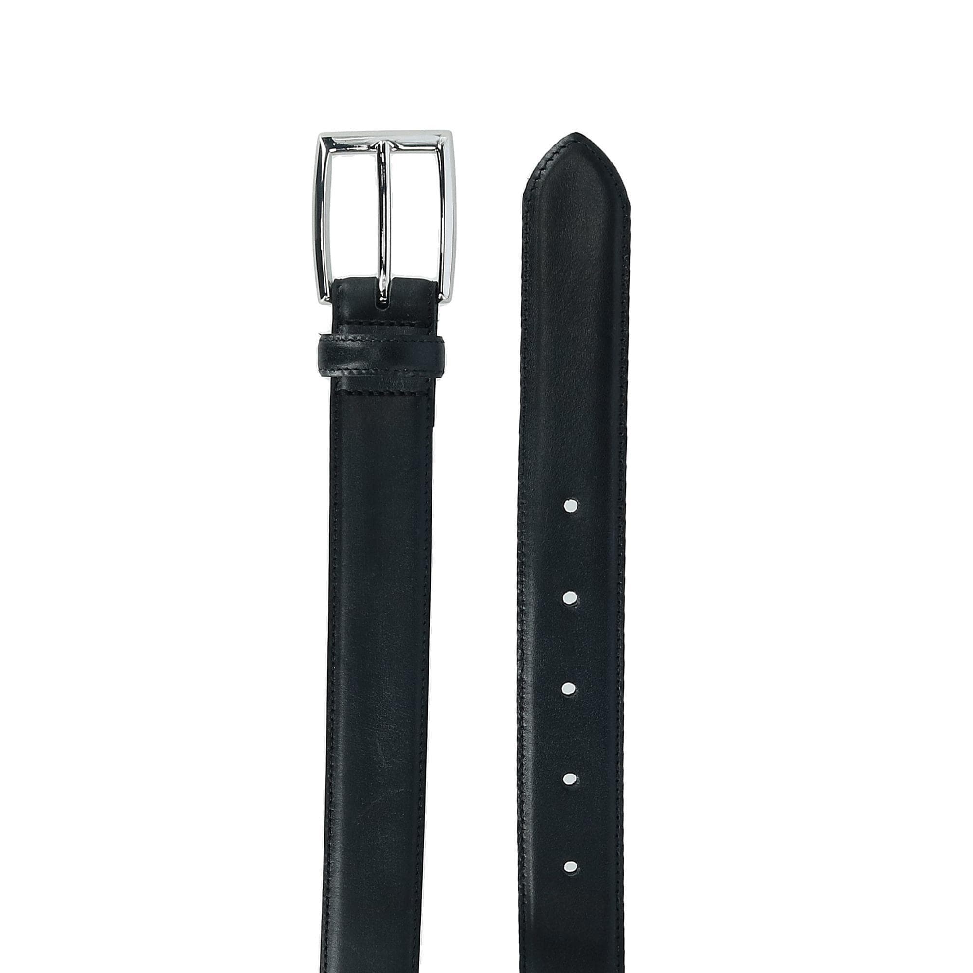 CrookhornDavis Men's The Edward Slim Calfskin Leather Belt - Black