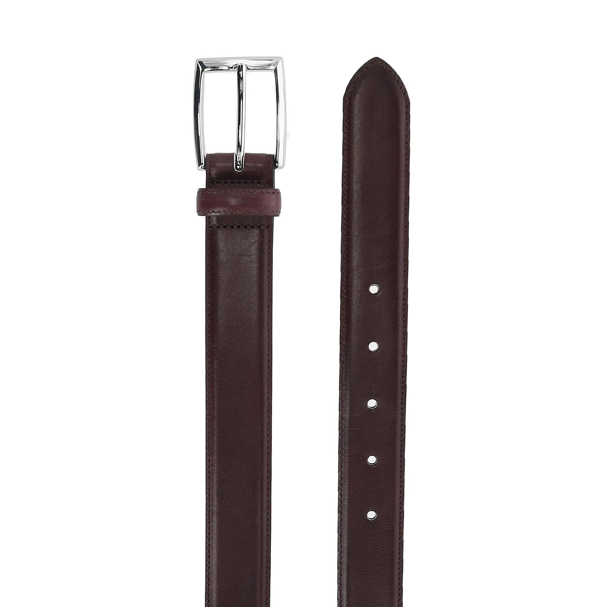 CrookhornDavis Men's The Edward Slim Calfskin Leather Belt - Bordeaux