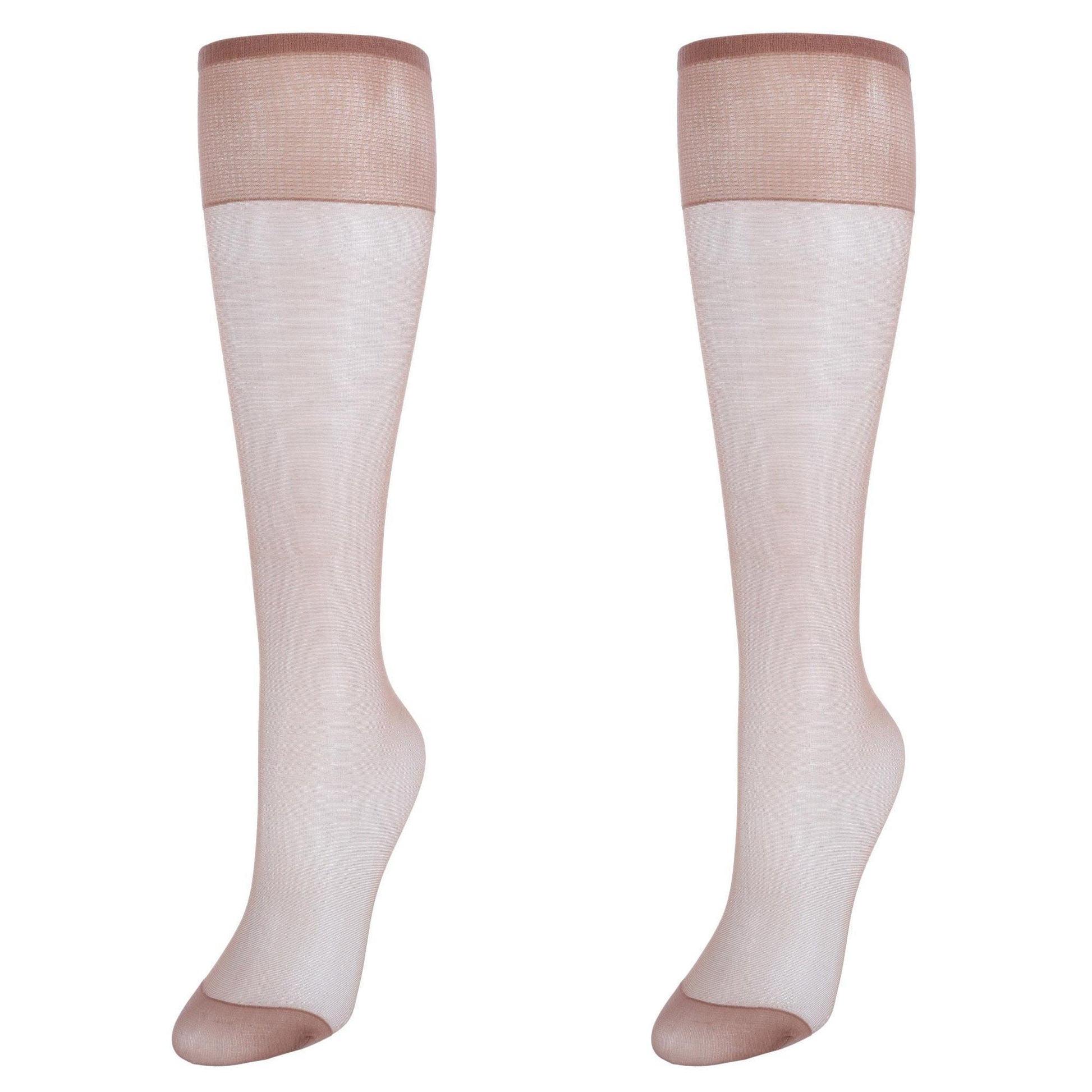 Hanes Women's Silk Reflections Sheer Knee Highs Reinforced Toe (2 Pack) - Barely There