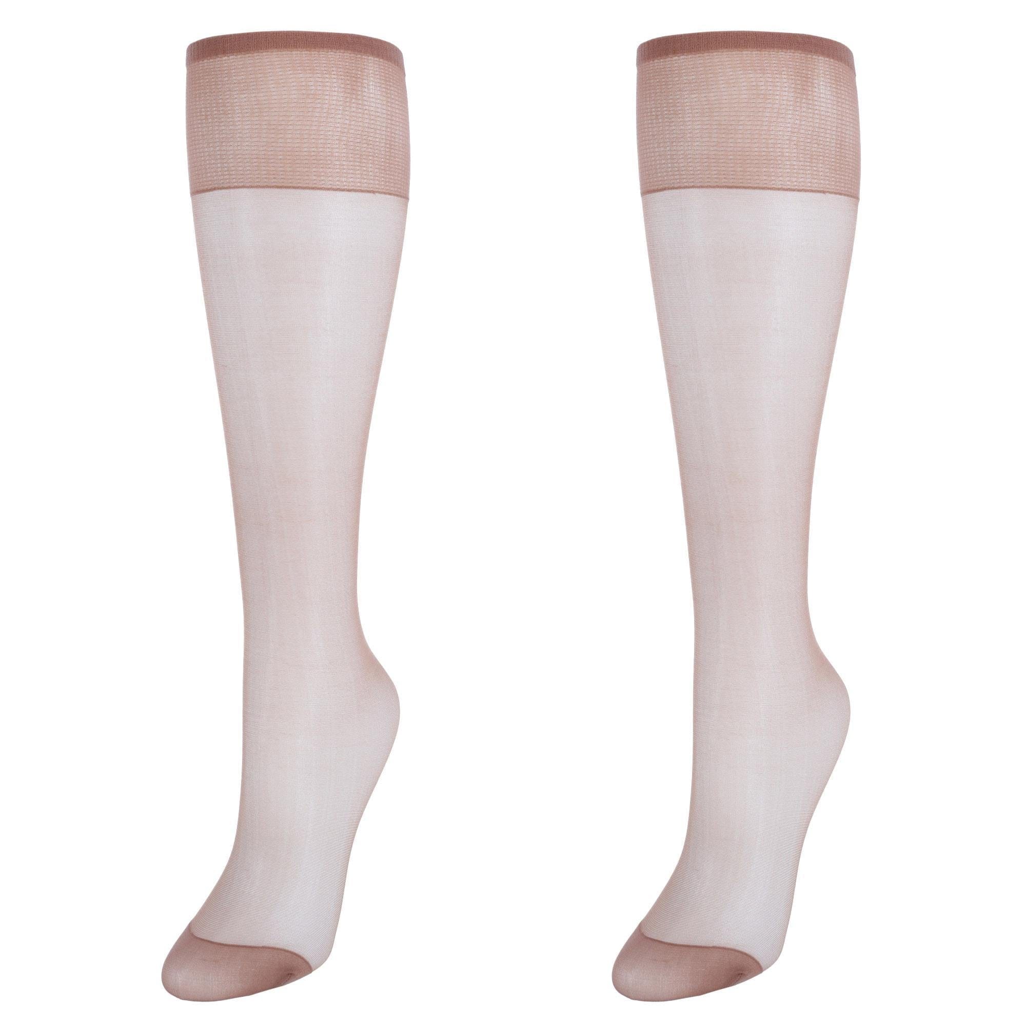 Hanes Women's Silk Reflections Sheer Knee Highs Reinforced Toe (2 Pack) - Barely There