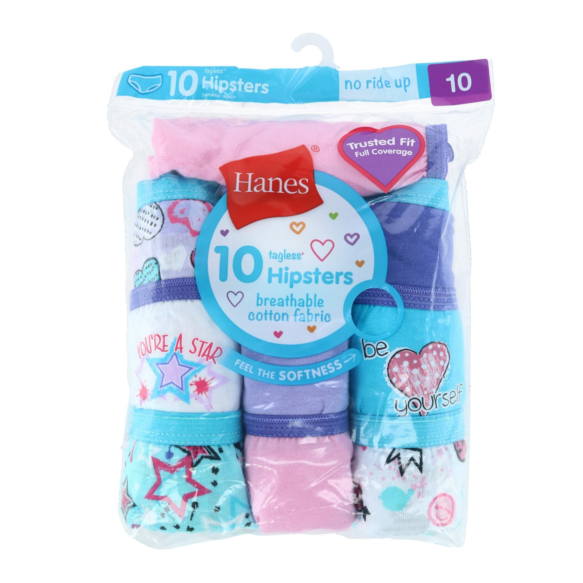 10 Pack Hanes Pure Comfort Hipsters Girl's Toddler Size 2T-3T Soft