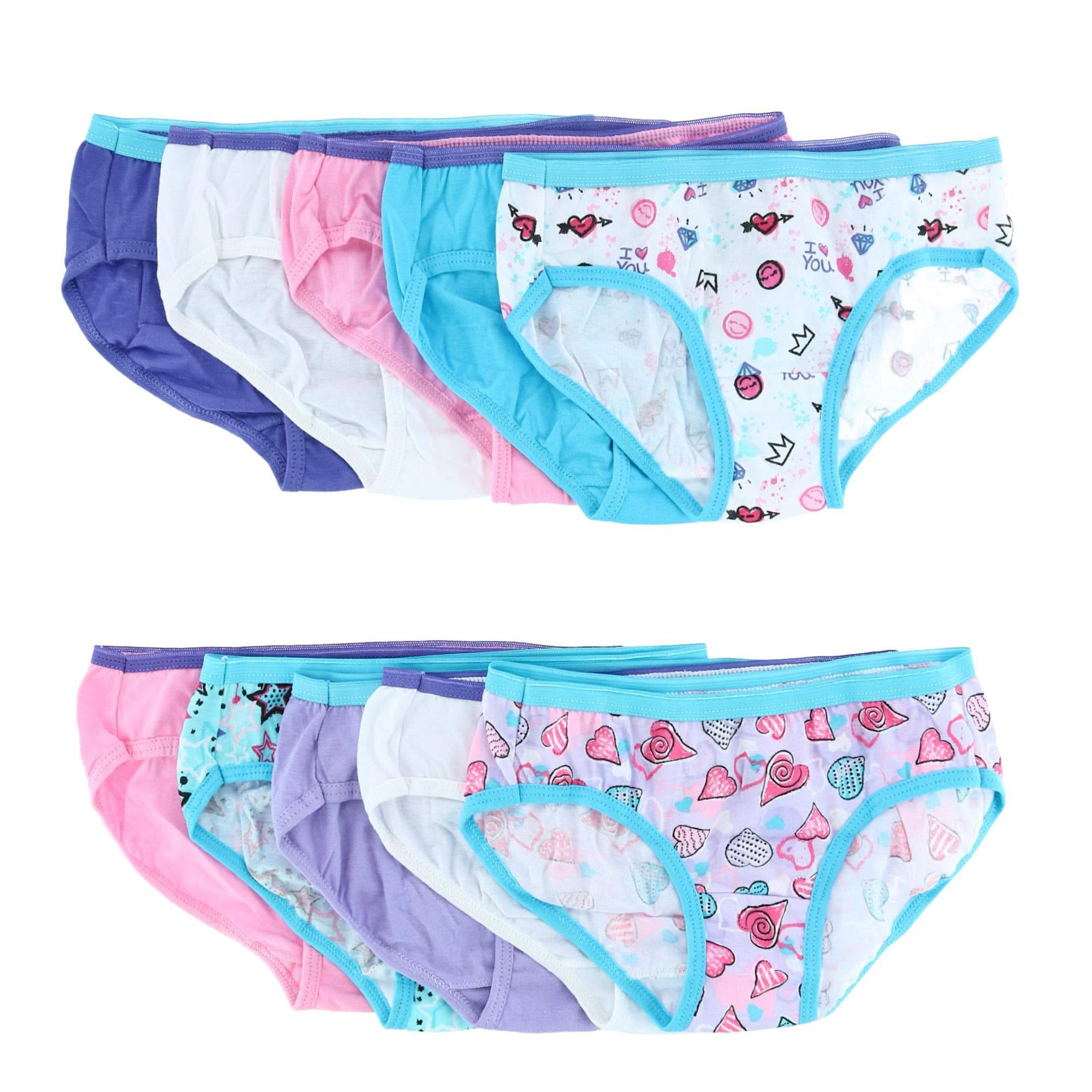 Girl's 10-Pack Assorted Cotton Hipster Underwear by Hanes