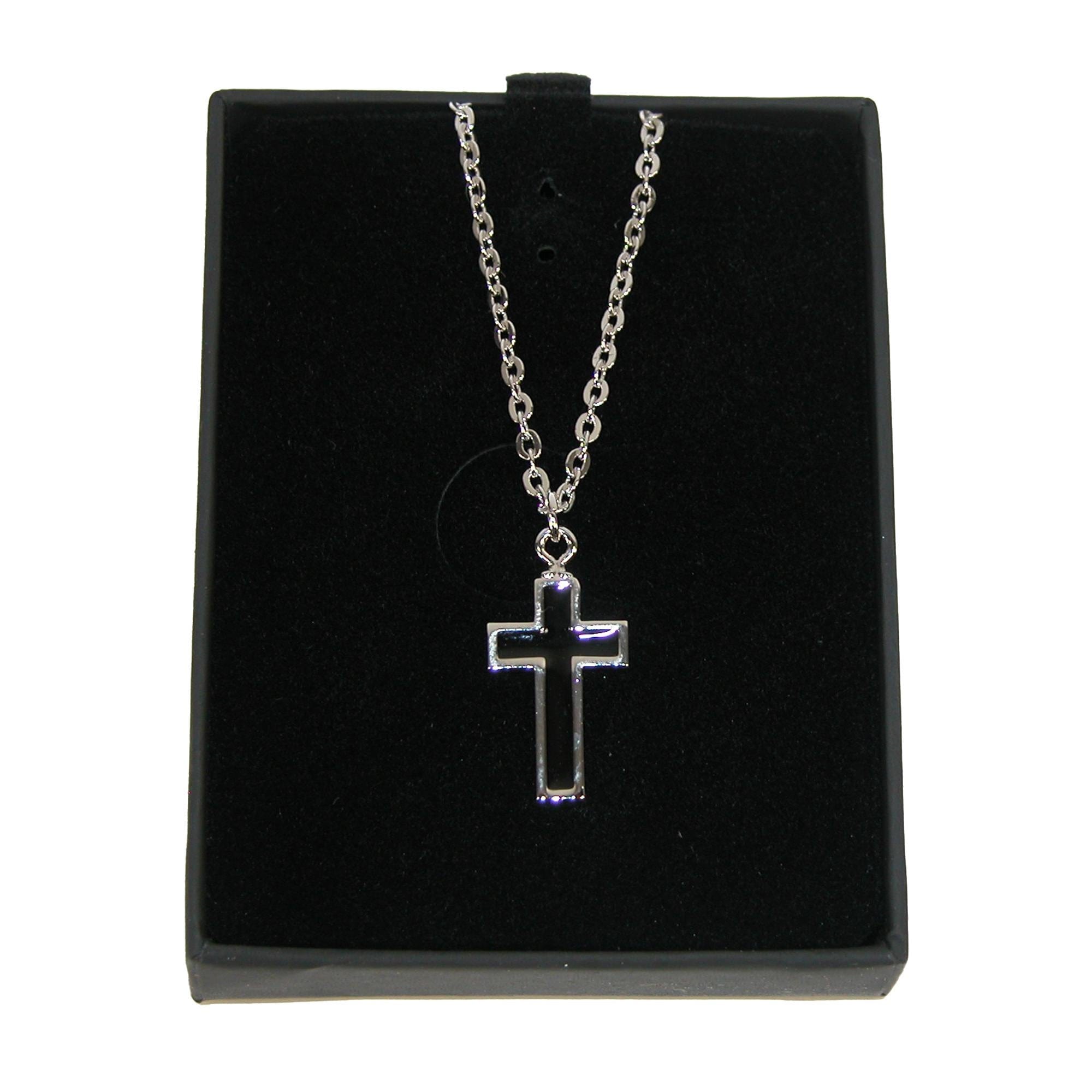 Competition Inc. Men's Cross Pendant Tie Chain - Silver