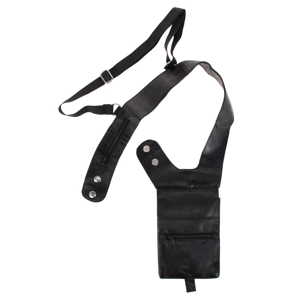 CTM® Leather Deluxe Travel Shoulder Wallet - Black