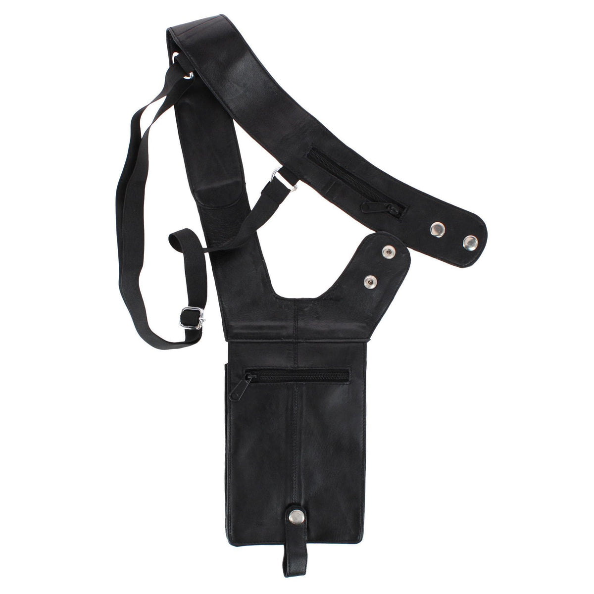 CTM® Leather Deluxe Travel Shoulder Wallet - Black