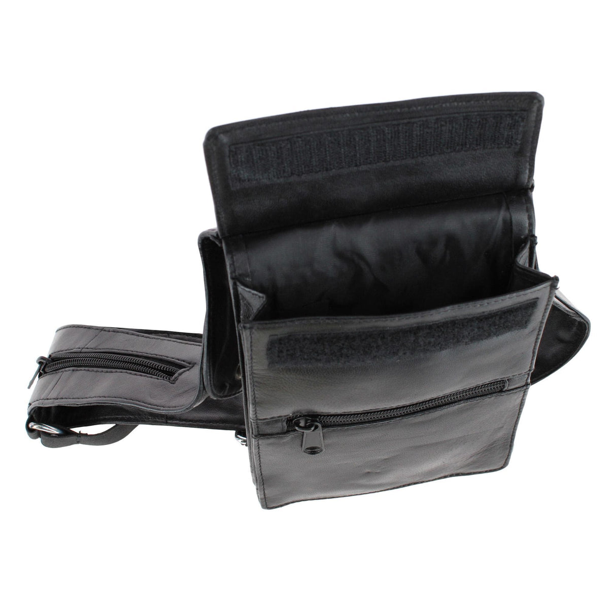 CTM® Leather Deluxe Travel Shoulder Wallet - Black