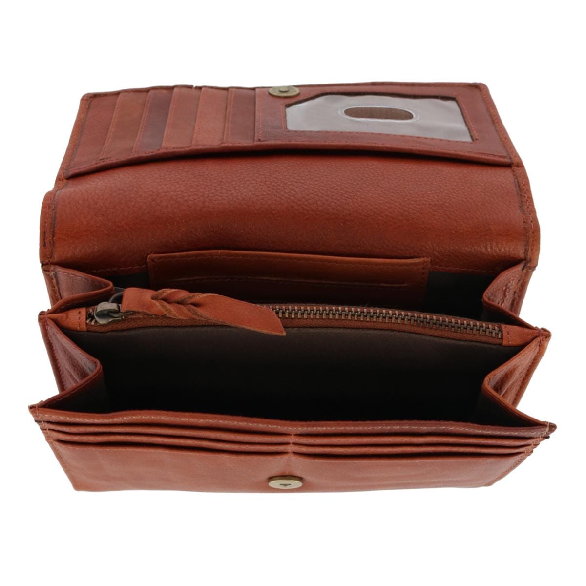 Paul & Taylor Women's Leather Organizer Crossbody Bag - Cognac