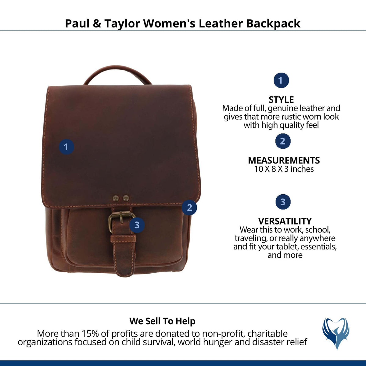 Paul & Taylor Women's Leather Backpack - Brown
