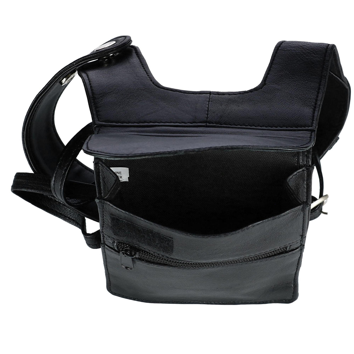 CTM® Unisex Leather Travel Shoulder Wallet - Black