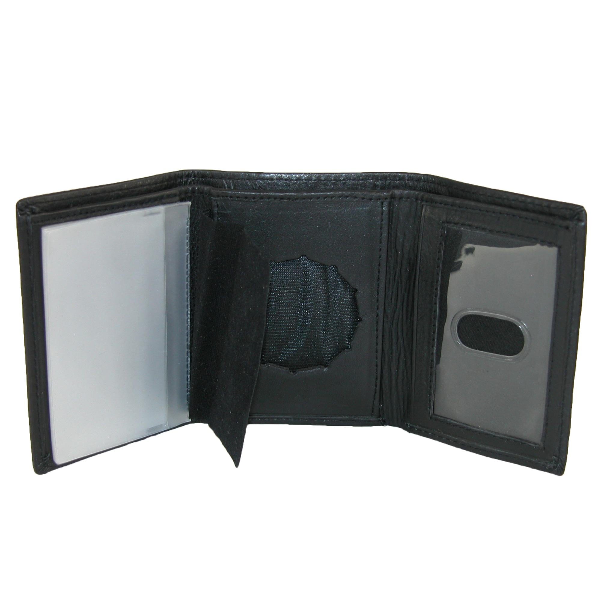 Paul & Taylor Men's Leather Badge Holder Trifold Wallet - Black