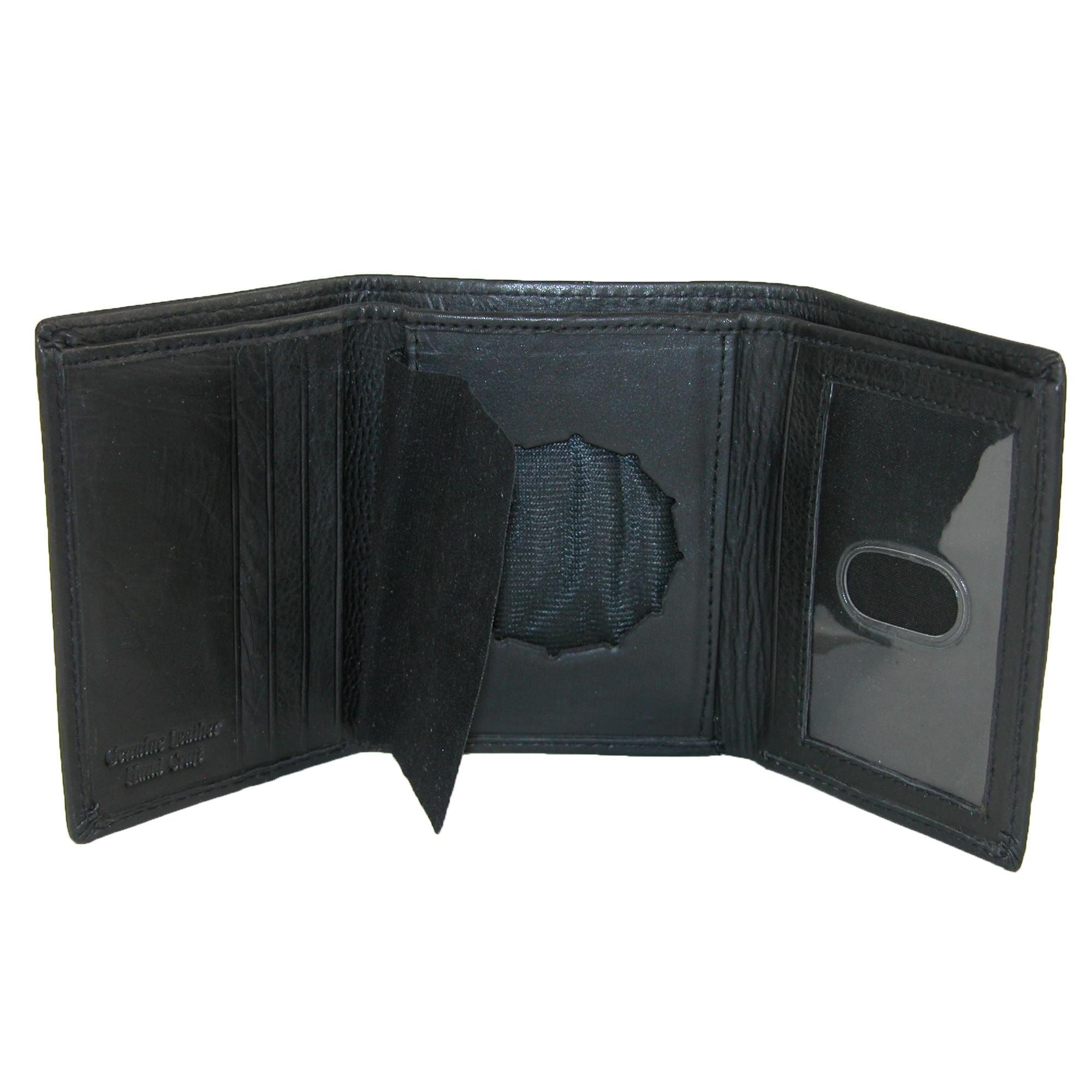 Paul & Taylor Men's Leather Badge Holder Trifold Wallet - Black