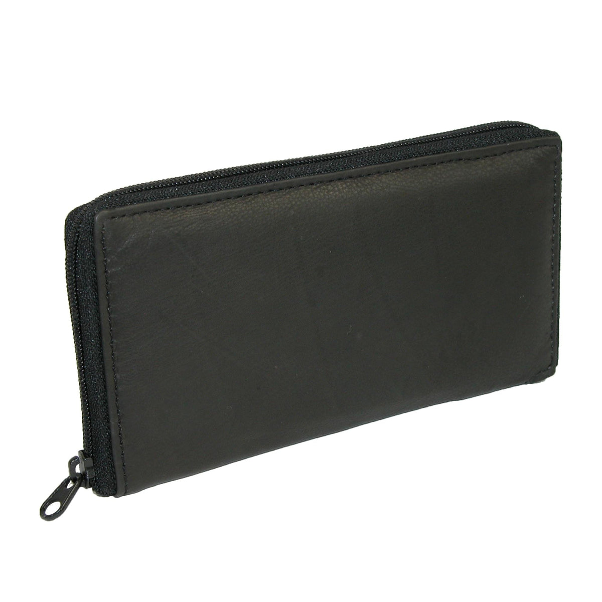 Paul & Taylor Leather Deluxe Zip Around Checkbook Cover Wallet - Black