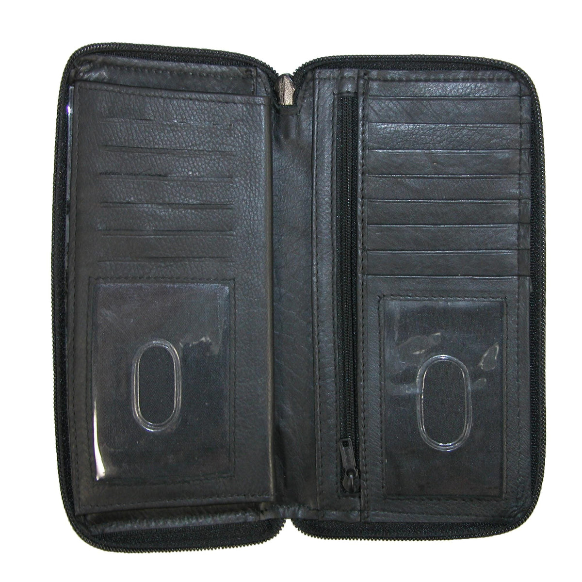 Paul & Taylor Leather Deluxe Zip Around Checkbook Cover Wallet - Black