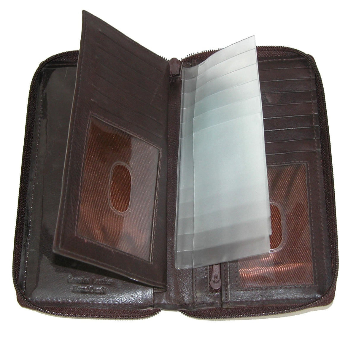 Paul & Taylor Leather Deluxe Zip Around Checkbook Cover Wallet - Brown
