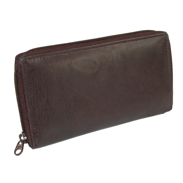 Leather Deluxe Zip Around Checkbook Cover Wallet