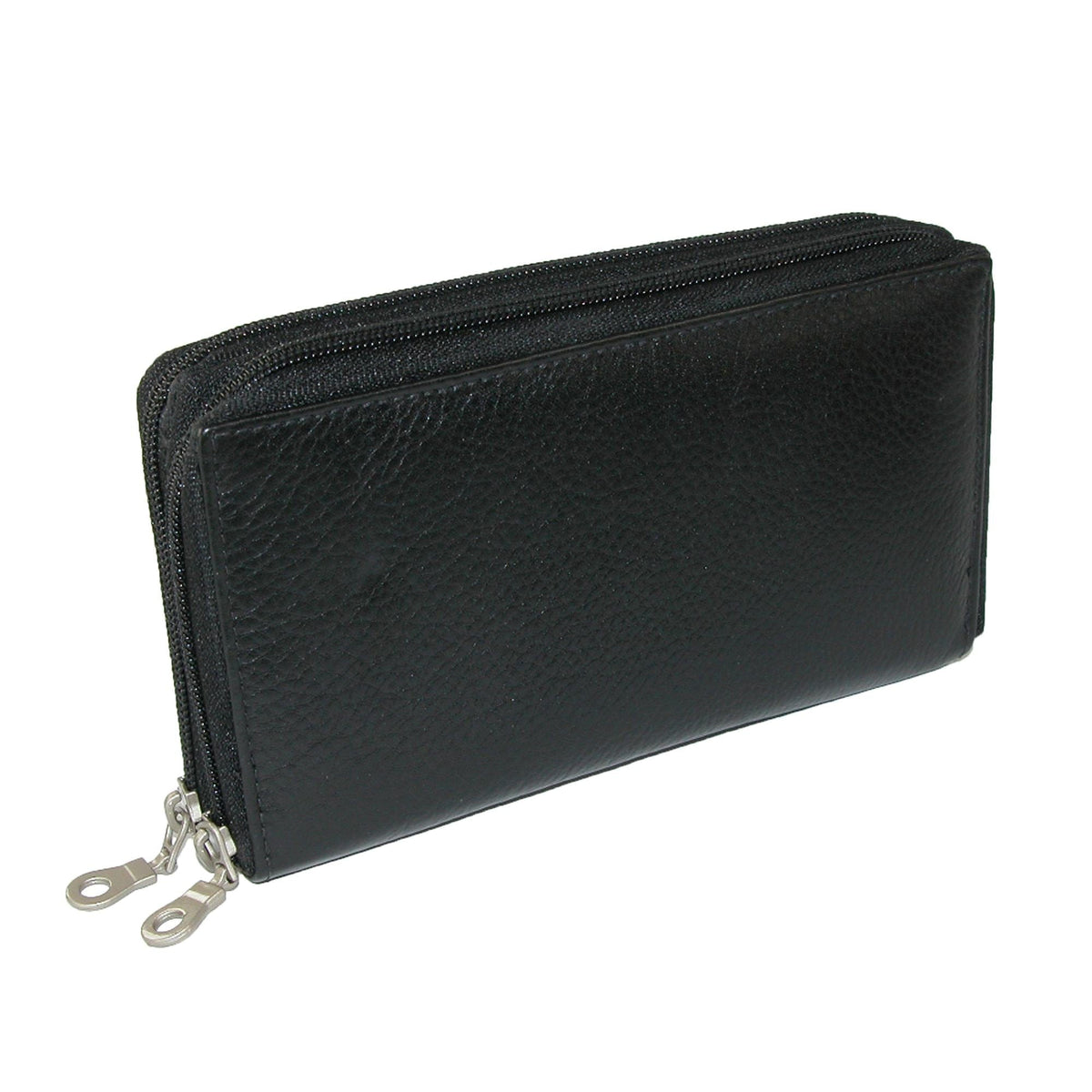 Paul & Taylor Leather Double Zippered Checkbook Cover Wallet