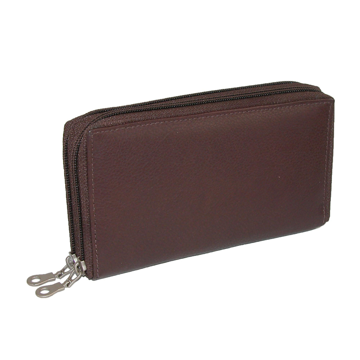 Paul & Taylor Leather Double Zippered Checkbook Cover Wallet