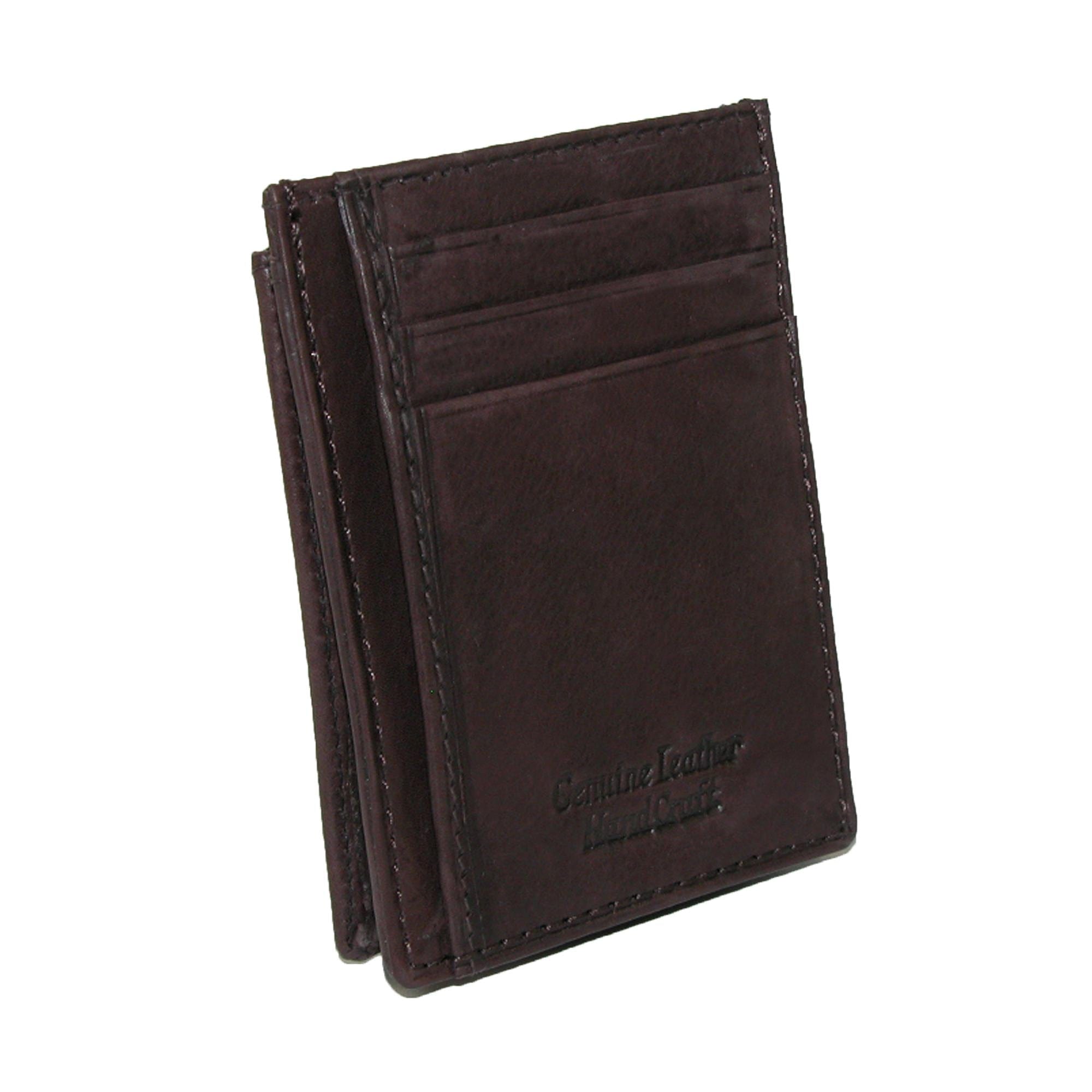 Paul & Taylor Men's Leather Front Pocket Credit Card ID Holder Wallet - Brown