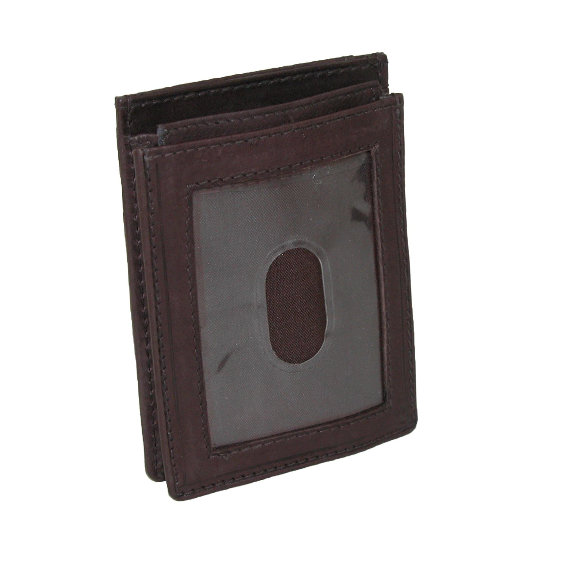 Paul & Taylor Men's Leather Front Pocket Credit Card ID Holder Wallet - Brown