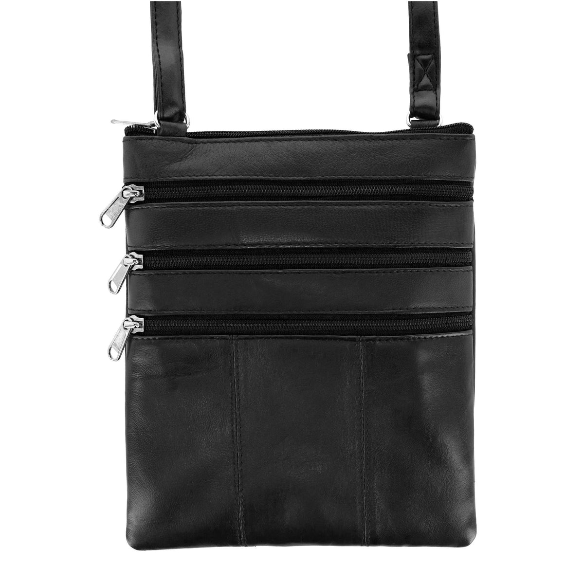 London Stitch Women's Leather Phone Pocket Crossbody Handbag - Black