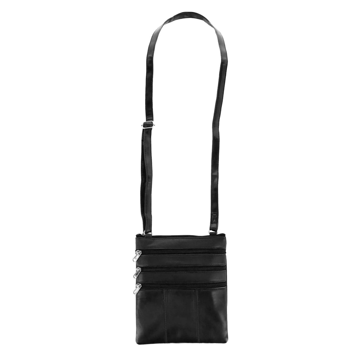 London Stitch Women's Leather Phone Pocket Crossbody Handbag - Black