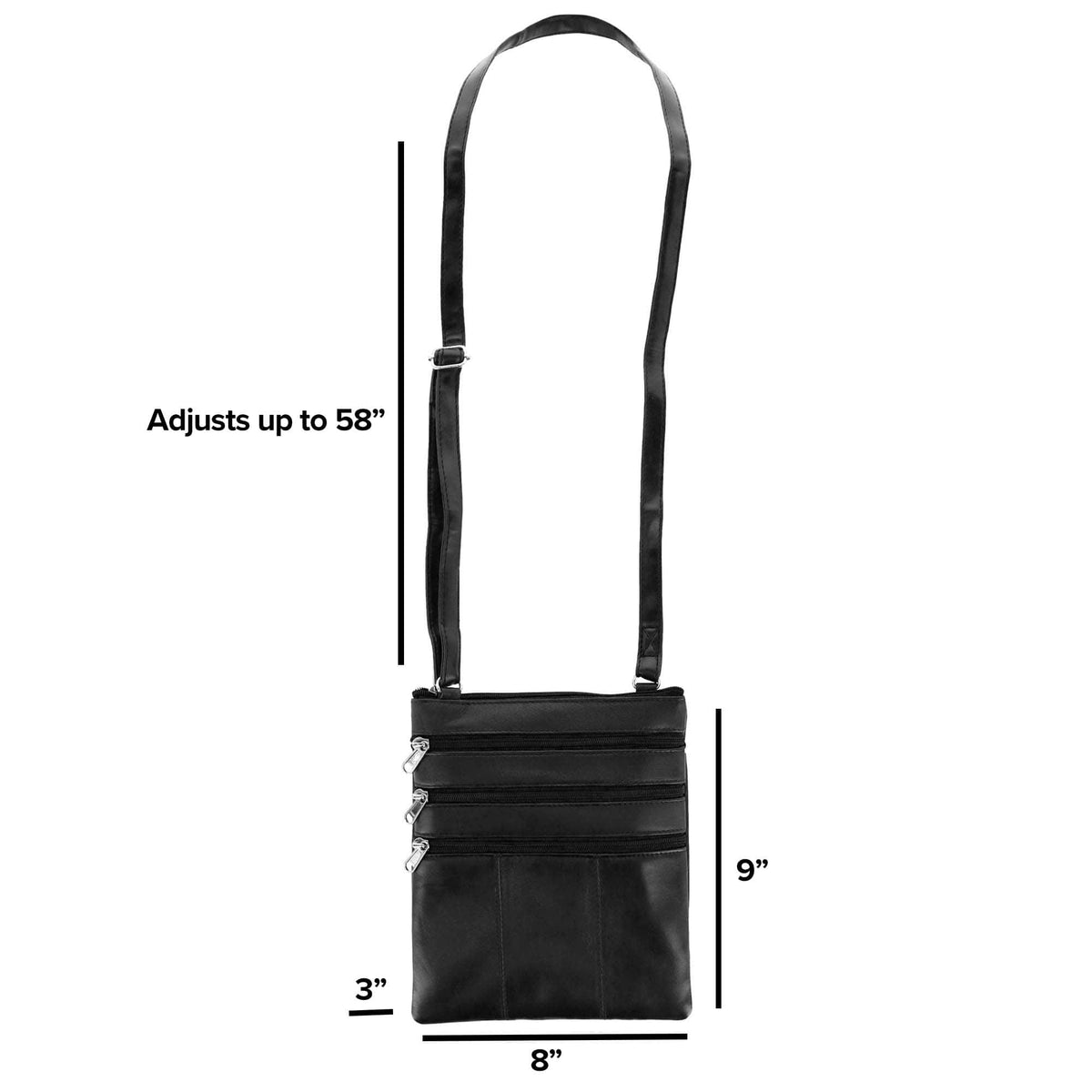 London Stitch Women's Leather Phone Pocket Crossbody Handbag - Black