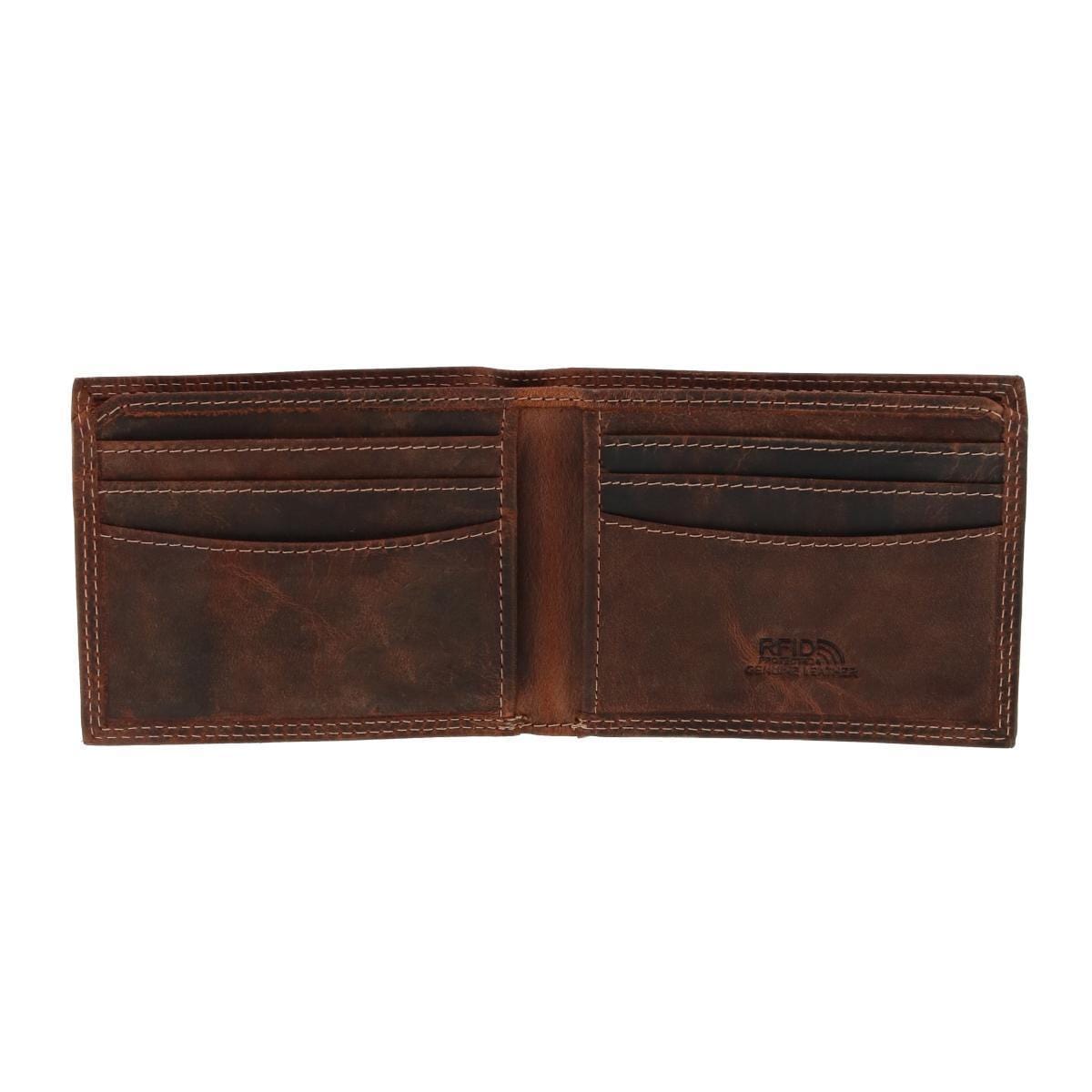 CTM® Men's Leather RFID Bifold Wallet - Brown