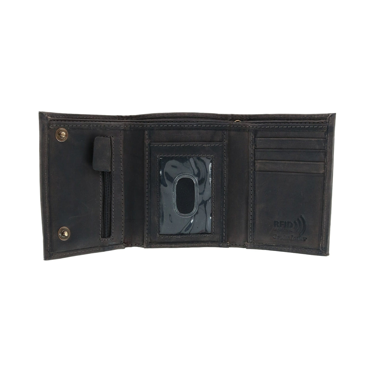 CTM® Men's RFID Hunter Leather Chain Wallet - Black