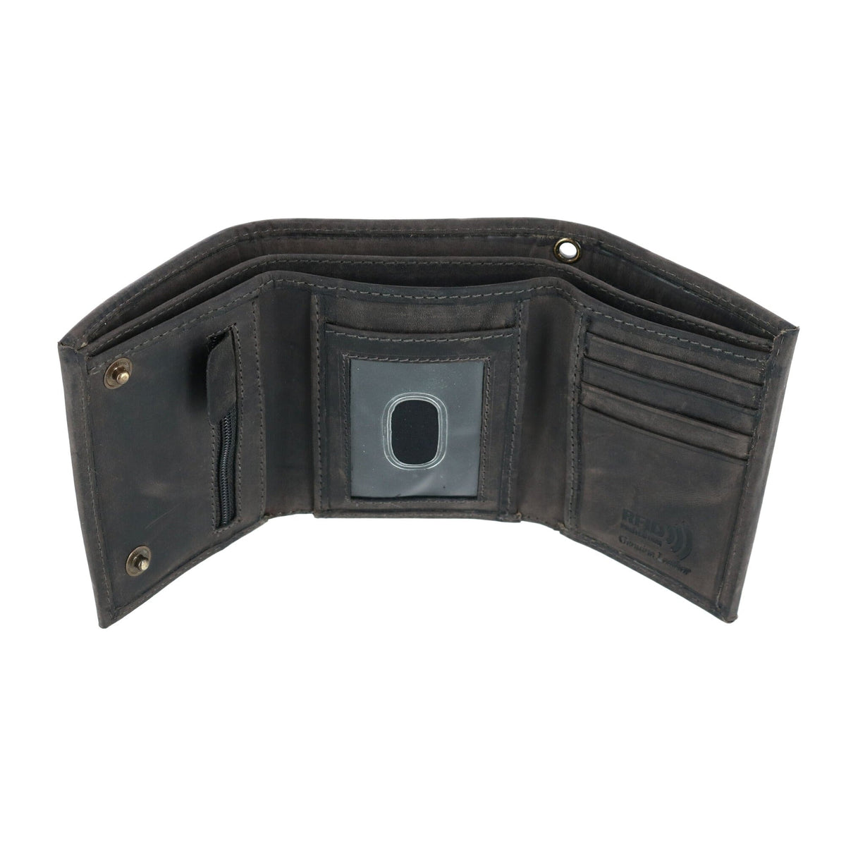 CTM® Men's RFID Hunter Leather Chain Wallet - Black