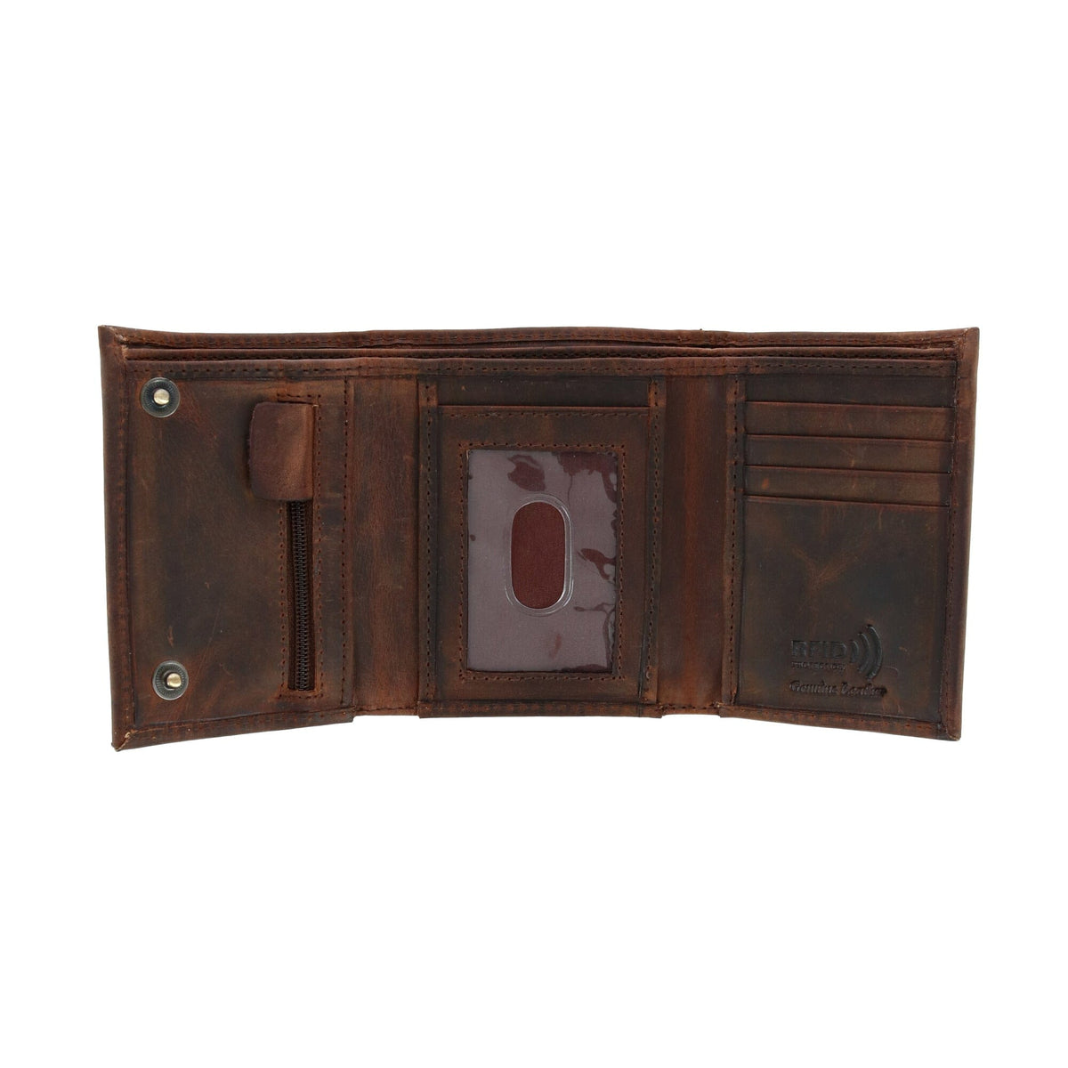 CTM® Men's RFID Hunter Leather Chain Wallet - Brown