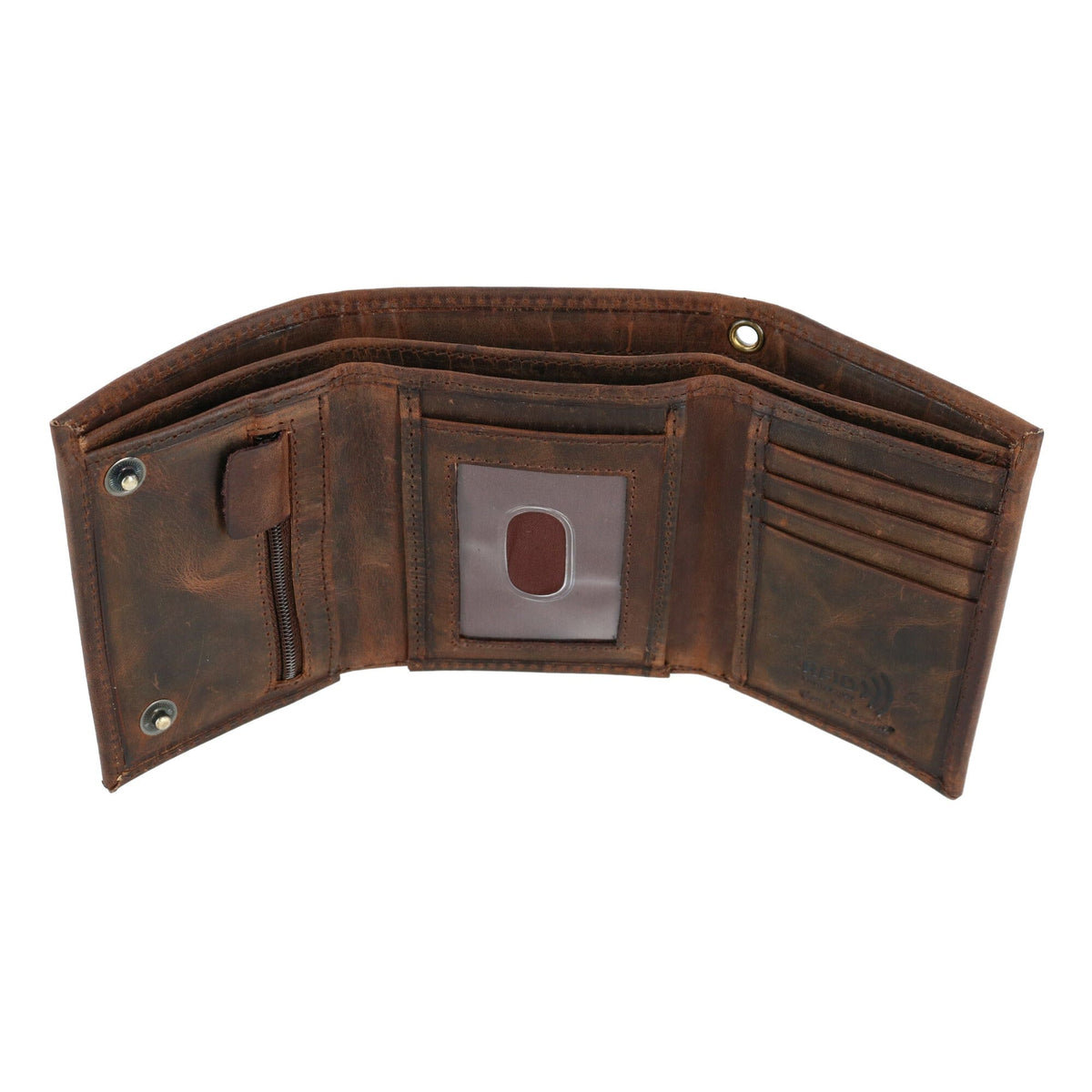 CTM® Men's RFID Hunter Leather Chain Wallet - Brown