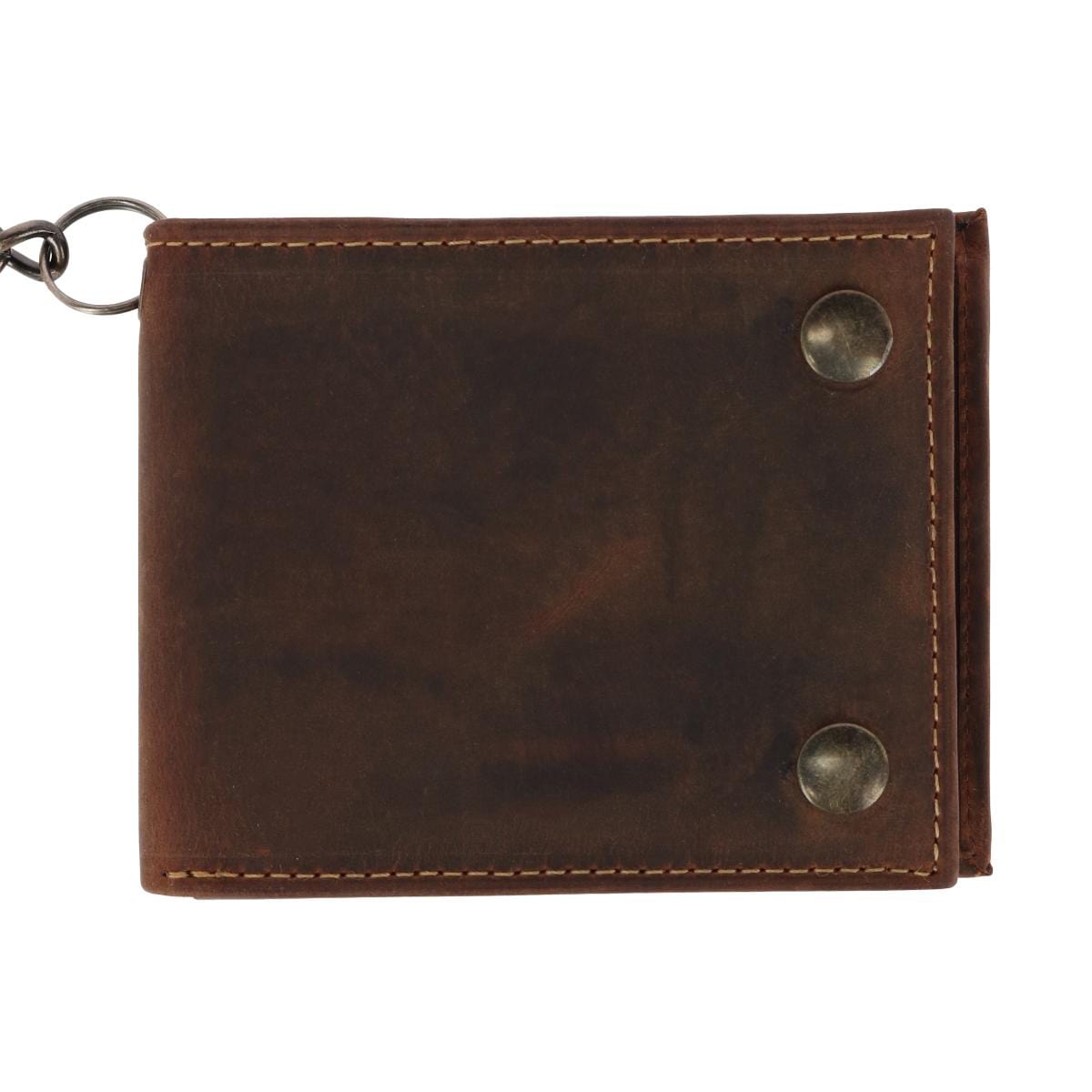 CTM® Men's Leather Bifold Chain Wallet - Brown