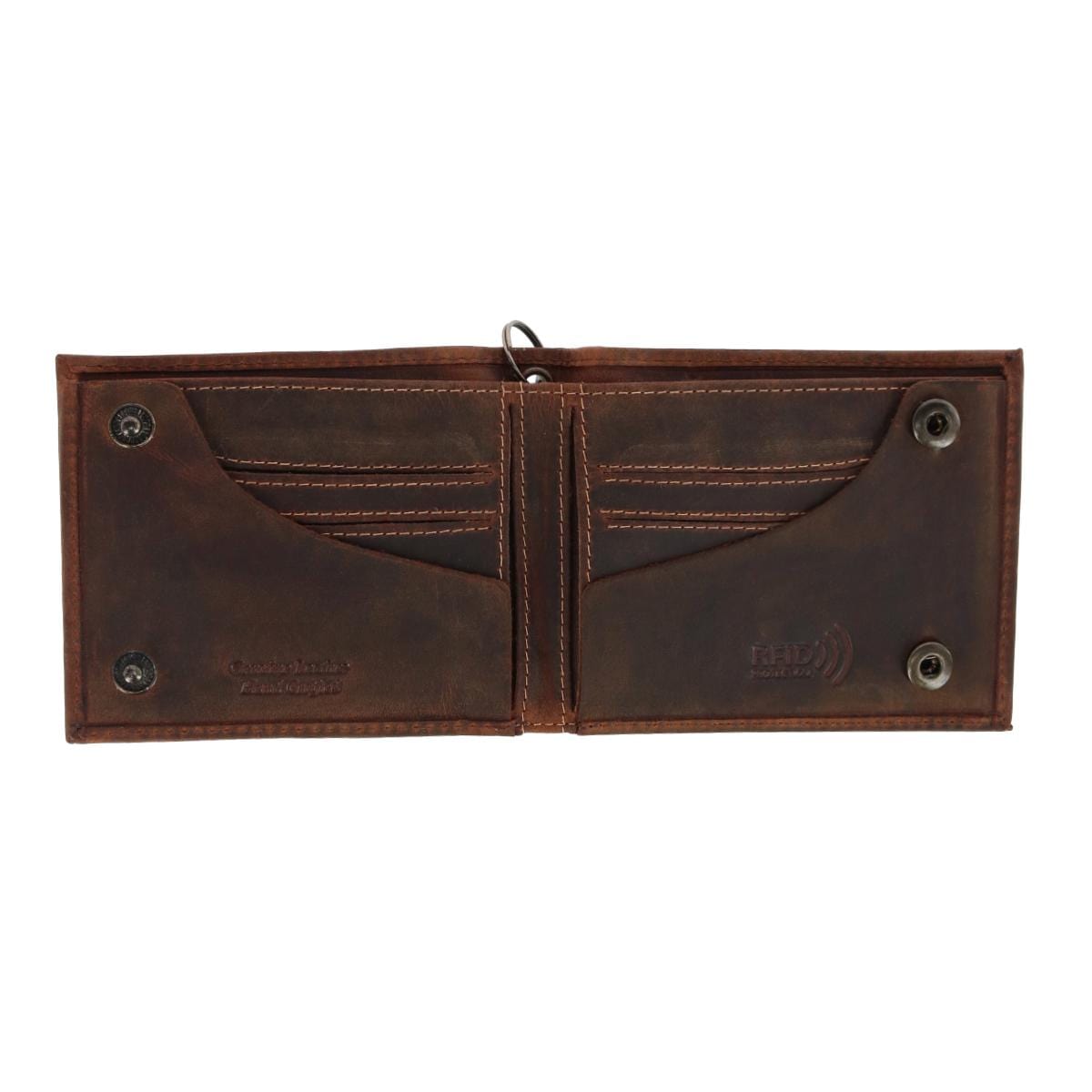 CTM® Men's Leather Bifold Chain Wallet - Brown