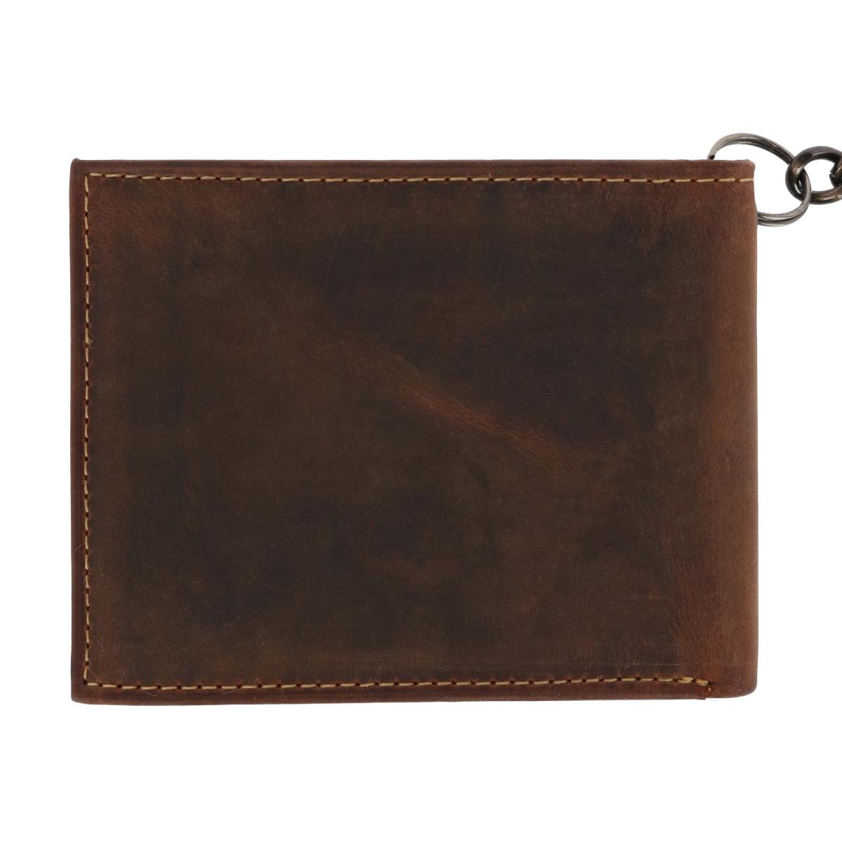 CTM® Men's Leather Bifold Chain Wallet - Brown