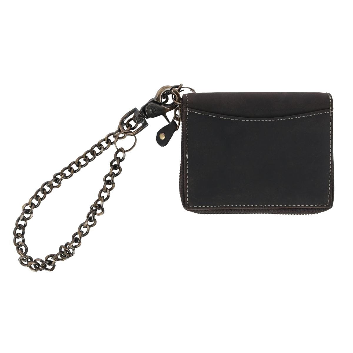 CTM® Men's Bifold Zip Around Chain Wallet with Interior Zip - Black