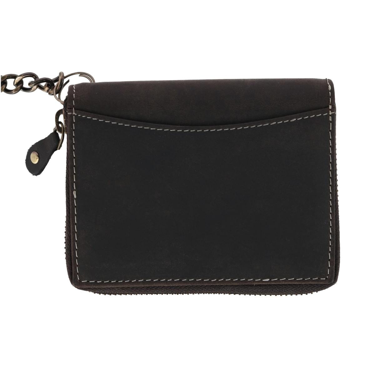 CTM® Men's Bifold Zip Around Chain Wallet with Interior Zip - Black