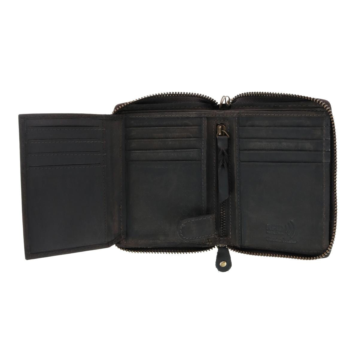 CTM® Men's Bifold Zip Around Chain Wallet with Interior Zip - Black