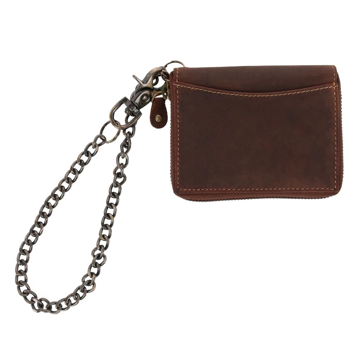 CTM® Men's Bifold Zip Around Chain Wallet with Interior Zip - Brown