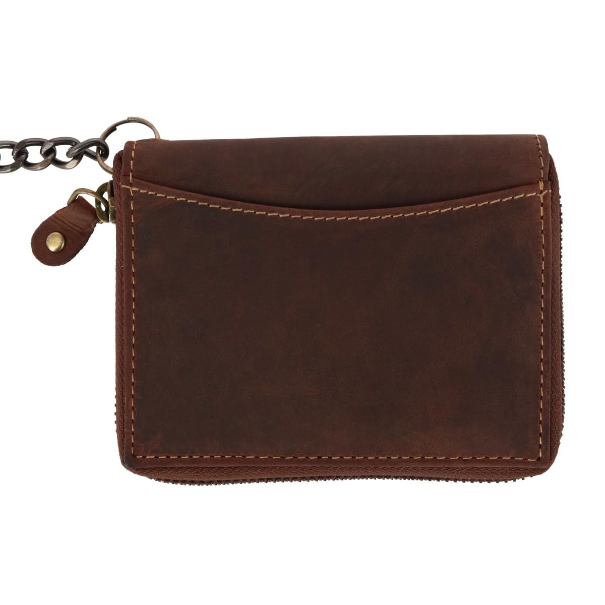 CTM® Men's Bifold Zip Around Chain Wallet with Interior Zip - Brown