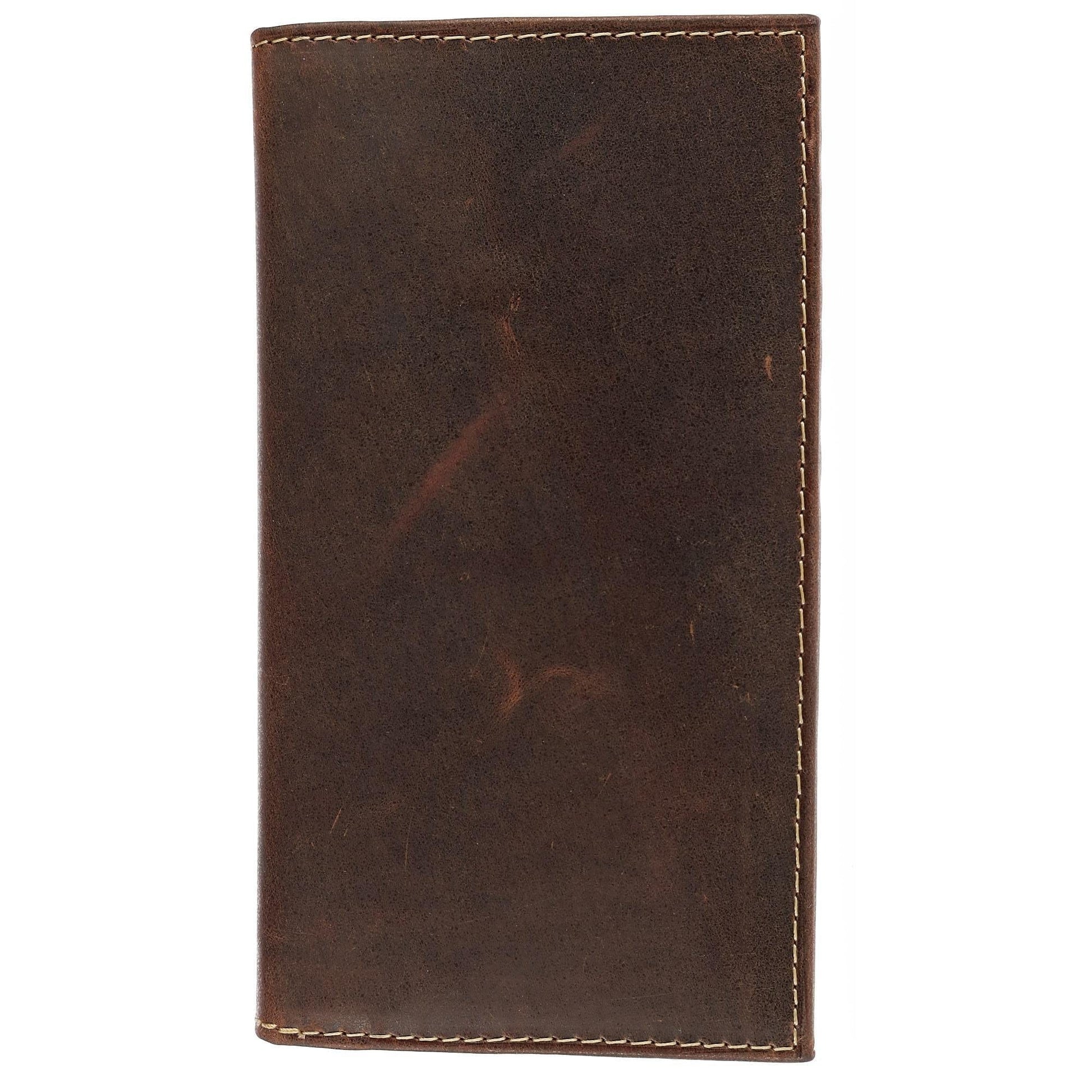 CTM® Hunter Leather Distressed Checkbook Cover Wallet